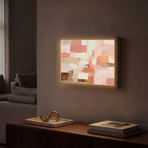 Kunst - Roze - Abstract Light Box met batterij (Wandlamp) middel -sfeer1