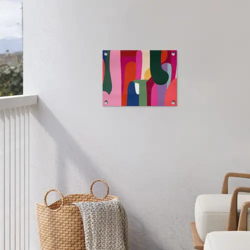 Kleurvakken - Recht - Rond - Abstract tuinposter los doek klein -sfeer8