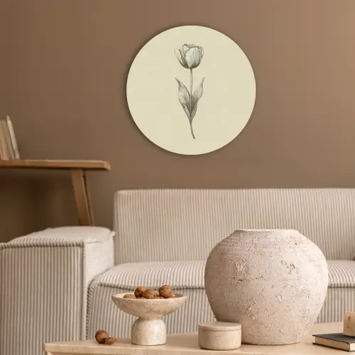 Illustratie - Tulp - Zwart Akoestische PET Vilt - Rond klein -sfeer1