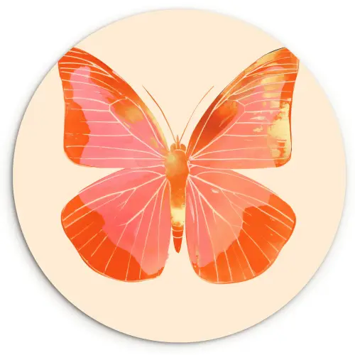 Vlinder - Minimalistisch - Roze Wandcirkel plexiglas klein -3d
