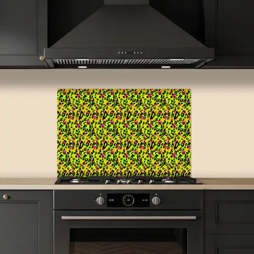 Dieren - Neon - Groen - Panterprint keuken achterwand spatscherm klein 900 -sfeer1