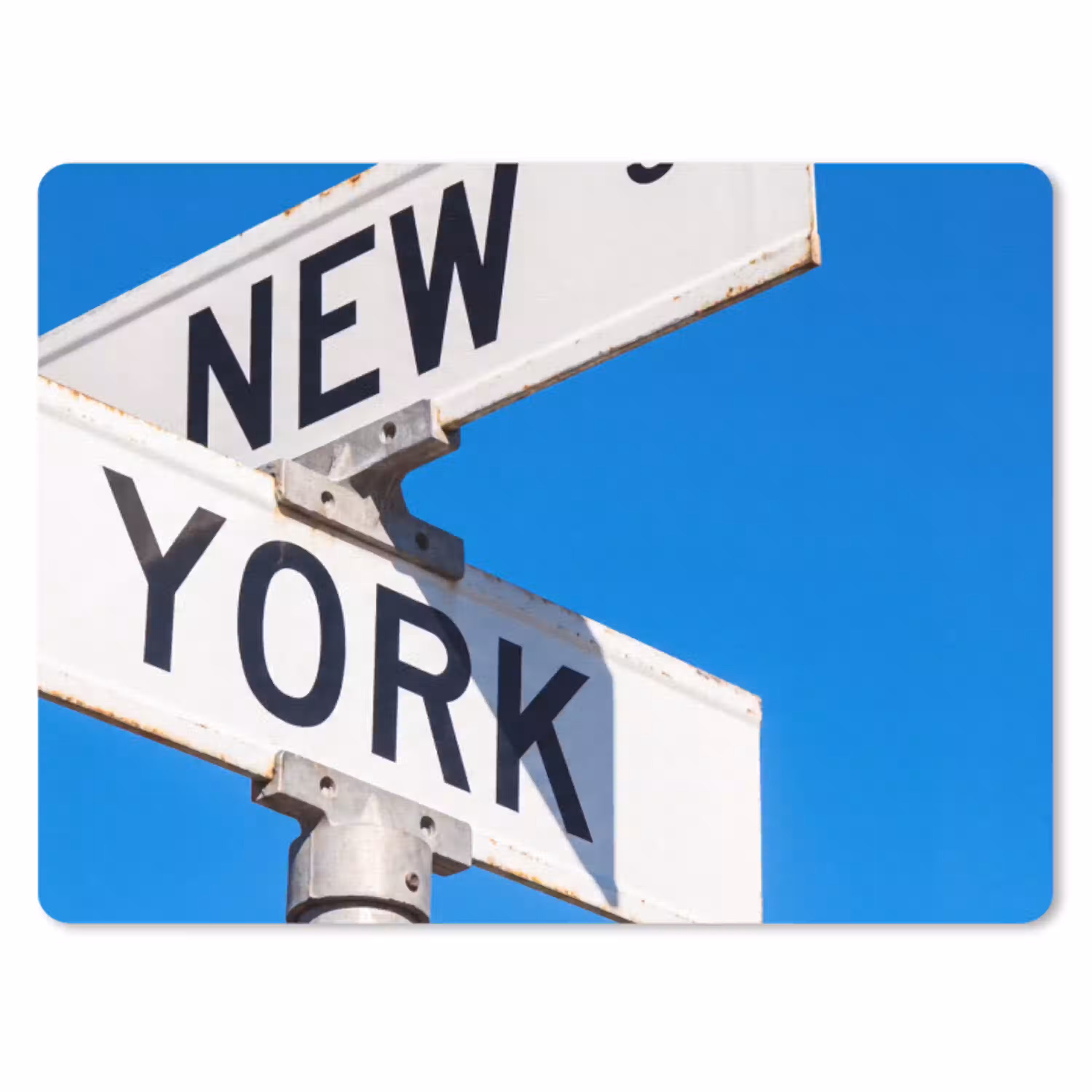 New York - Straatbord - Stad - Urban - Blauw muismat rubber klein -3d