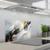 Kunst - Goud - Luxe - Abstract - Modern keuken achterwand spatscherm klein -3d_schuin