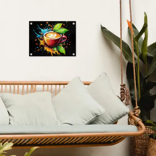 Koffie - Graffiti - Drinken - Abstract tuinposter los doek klein -sfeer7