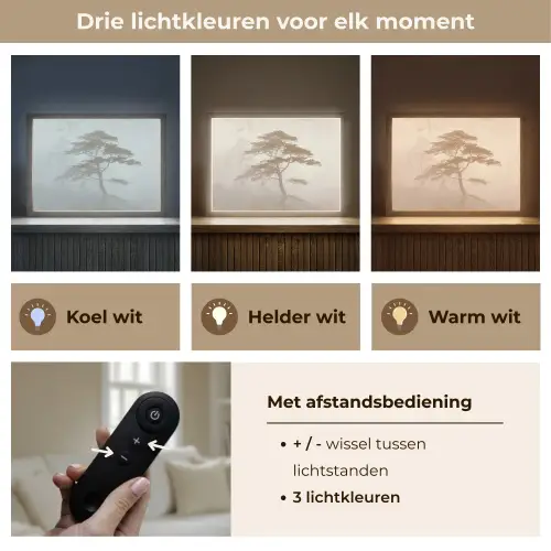 Boom - Oosterse stijl - Landschap Light Box met batterij (Wandlamp) middel -USP_lichtkleurNL