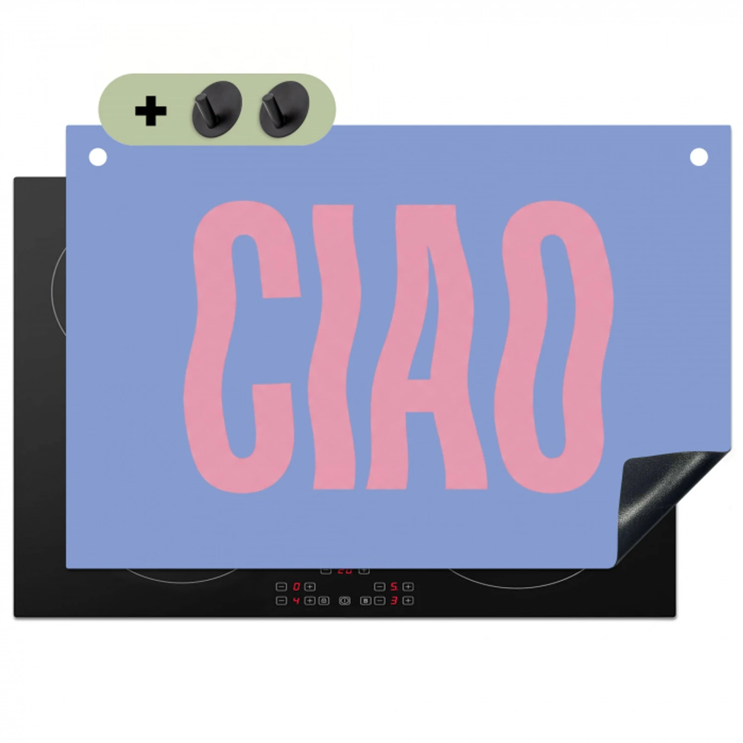 Ciao - Roze - Blauw - Golvend Inductie beschemer met haakjes klein -3d