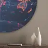 Wereldkaart - Futuristisch - Oranje Akoestische PET Vilt - Rond klein -sfeer5_closeup