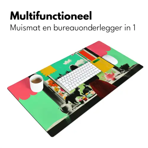 Vrouw - Keuken - Katten - Doorkijk Muismat XXL klein -sfeer4