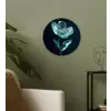 Bladeren - Bloem - Glazen - Donkerblauw Wandcirkel kunststof plaat 5mm dik klein -sfeer3