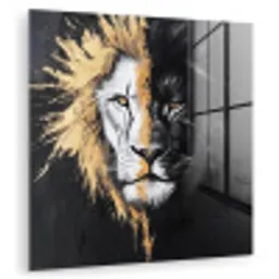 Leeuw - Gesplitst - Zwart - Lijn plexiglas 5mm klein -zzzproduct_nieuw