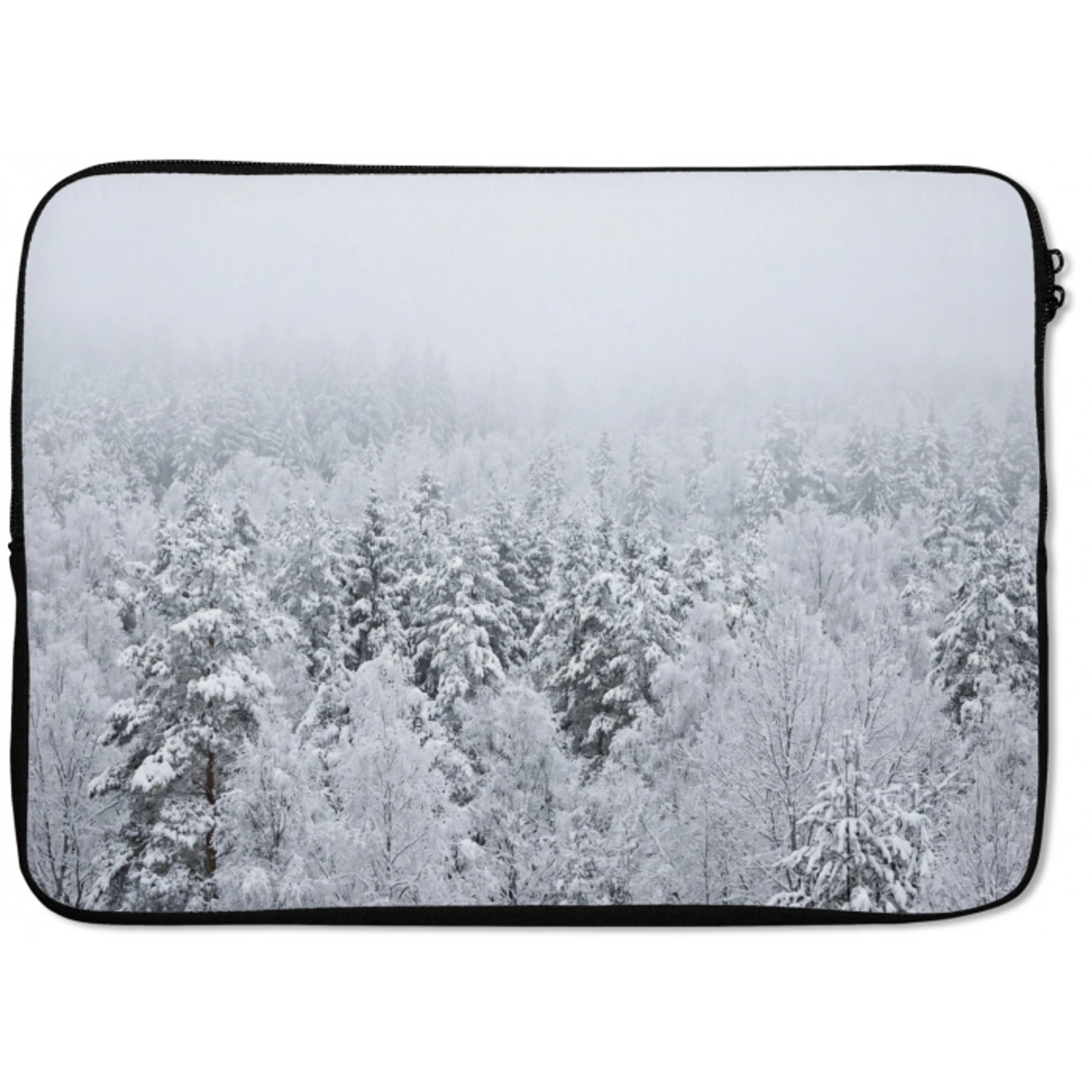 Bos - Sneeuw - Winter - Natuur - Wit laptophoes neopreen klein -zkaufland3dotto