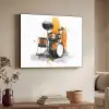 Drumstel - Oranje - Zwart - Aquarelverf Textielframe zwart klein -sfeer3