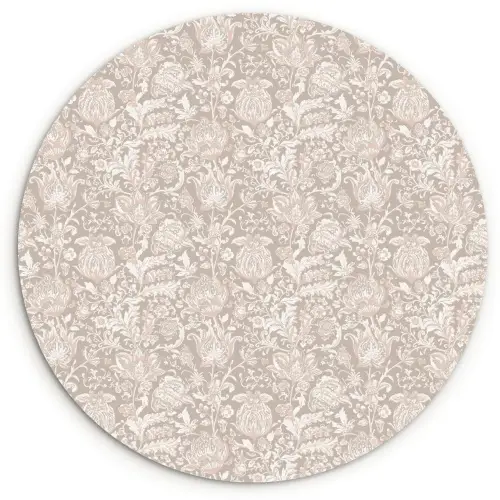 Bloemenprint - Grijs - Crème Wandcirkel kunststof plaat 5mm dik klein 188 -3d