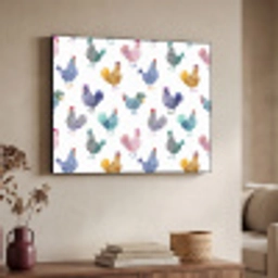 Kippen -Aquarel - Kleurrijk Textielframe zwart klein 947 -sfeer3