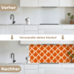 Oranje - Ruitpatroon - Wit keuken achterwand 2 middel 871 -voor-na_DE