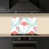 Flamingo - Mintgroen - Ruit keuken achterwand spatscherm klein 900 -sfeer1