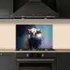 Stier - Zwart - Abstract - Horens keuken achterwand spatscherm klein -sfeer1