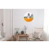 Sinaasappel - Eiffeltoren - Vrouw Wandcirkel aluminium klein -woonkamer