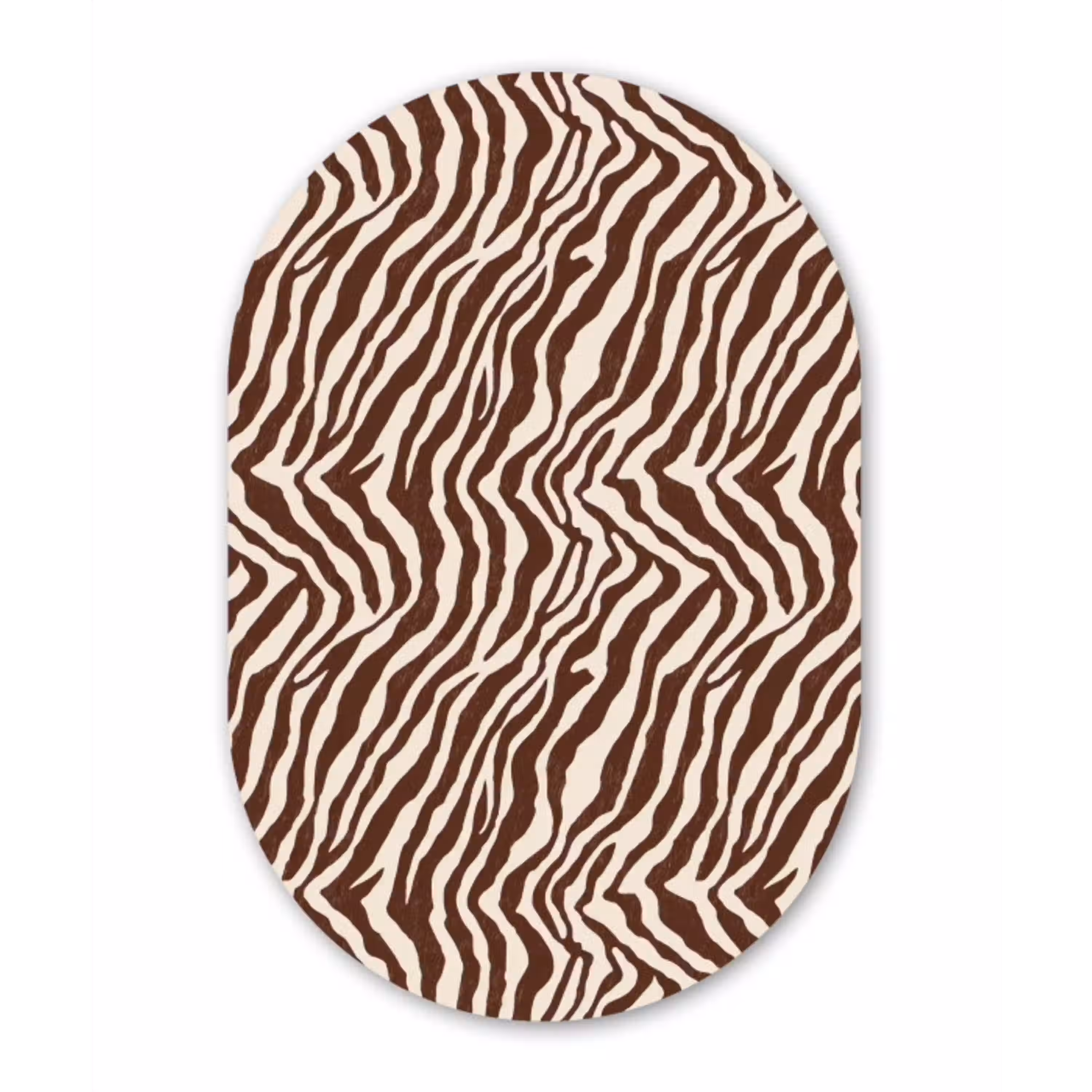 Zebra - Patroon - Zwart - Wit Wandcirkel Ovaal Aluminium middel 839 -3d