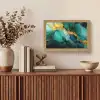 Marmer - Goud - Blauw groen - Abstract - Turquoise Light Box met kabel (Tafellamp) klein -sfeer2