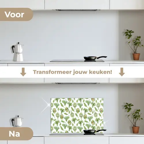 Groene - Groente - Broccoli - Artisjokken keuken achterwand spatscherm klein 900 -voor_na_NL