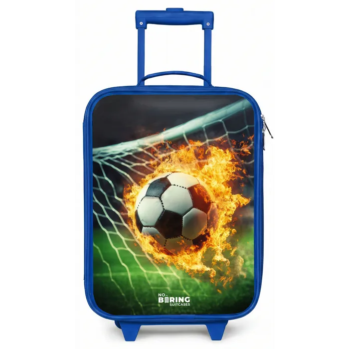 Vuurvoetbal in doelnet vastgelegd Kinderkoffer - Blauw klein -zz3dotto