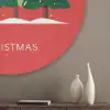 Minimalistisch - Kerstbomen - Rood - Sneeuw Akoestische PET Vilt - Rond klein -sfeer5_closeup