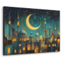 Islamitisch - Moskee - Ramadan - Islam Textielframe zwart klein -3d