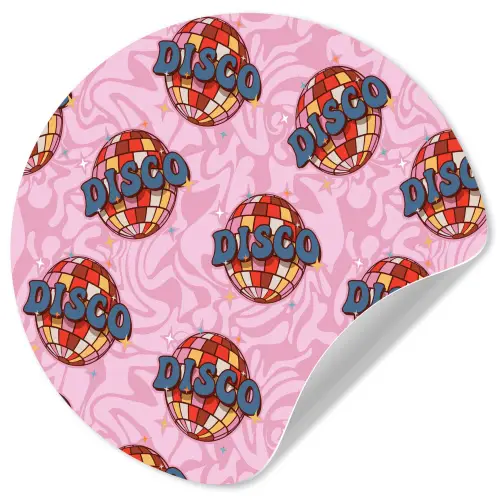 Disco - Bal - Patroon - Roze Wandcirkel behangsticker klein 186 -3d