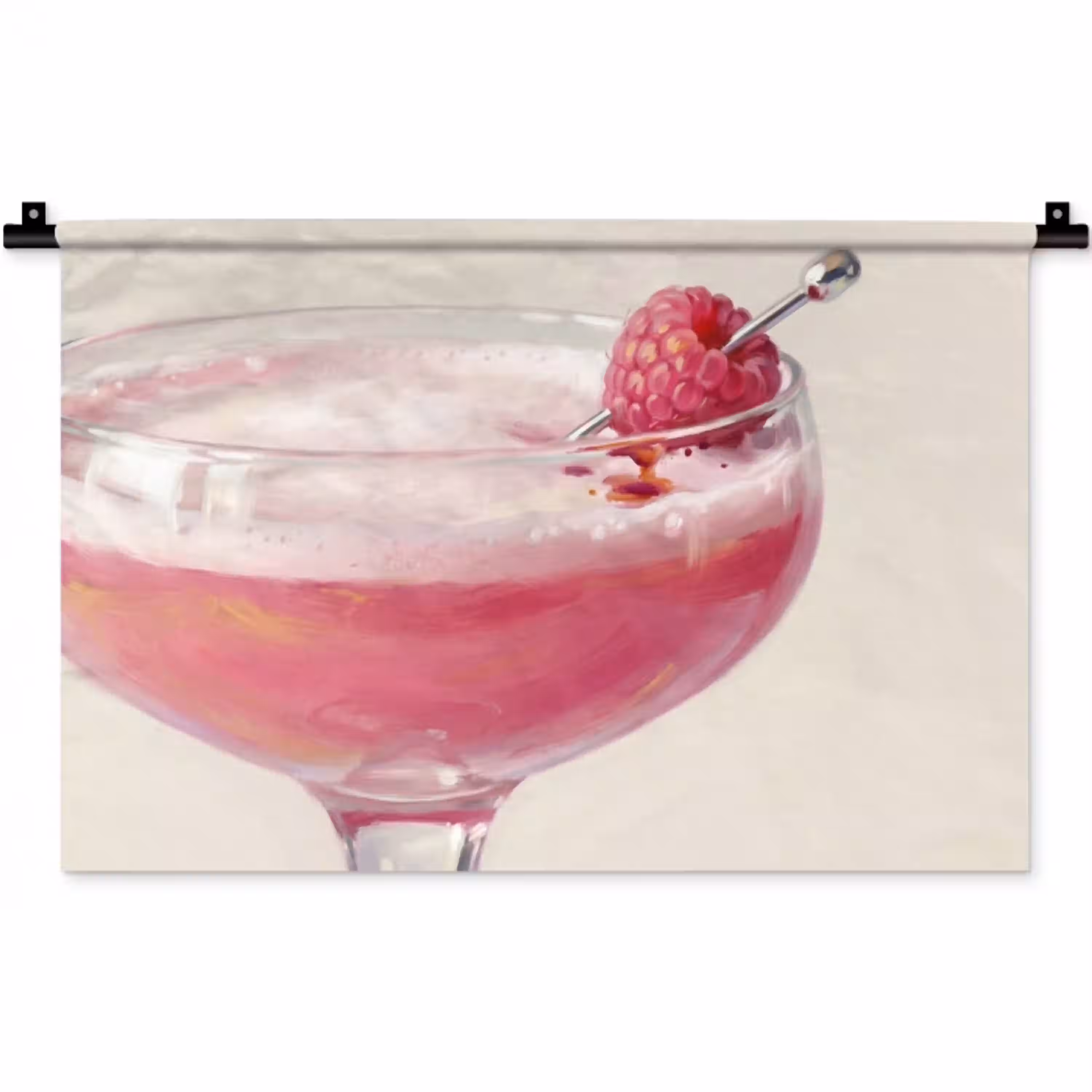 Cocktail - Framboos - Drank - Modern - Roze Wandkleed katoen klein -zz3d