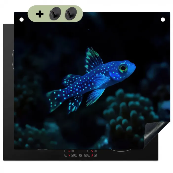 Vis - Stippen - Koraal - Blauw Inductie beschemer met haakjes middel -3d