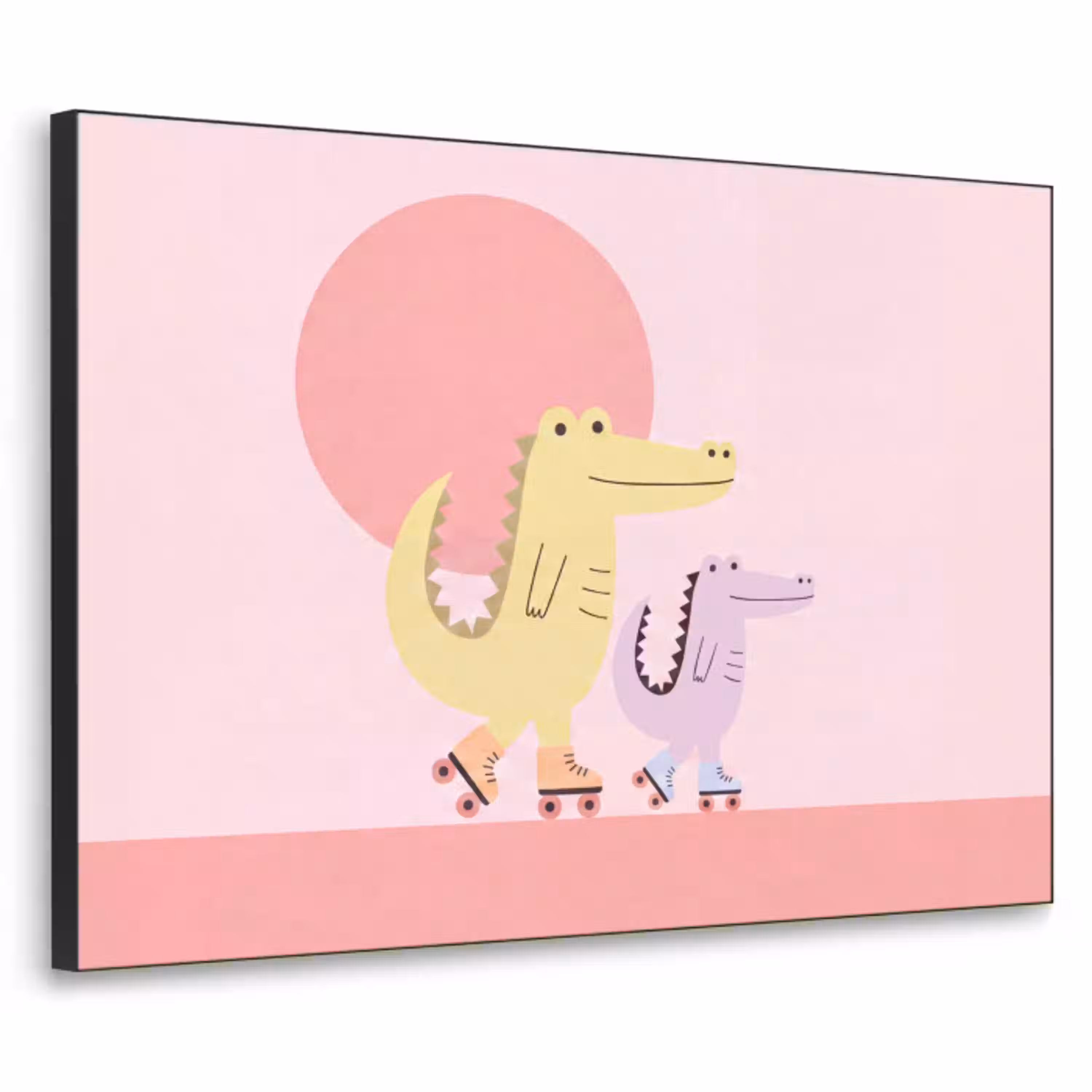 Dieren - Skaten - Illustratie - Speels - Roze Textielframe zwart klein -3d