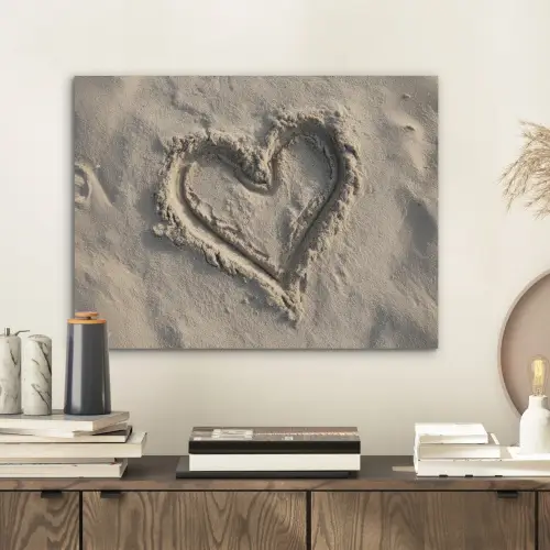 Hartvorm - Getekend - Beige - Zand PET vilt klein -sfeer1