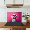 Pink - Hond - Bubbel keuken achterwand spatscherm klein -sfeer2