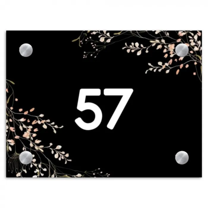 Botanisch - Zwart - Traditioneel Naambord Rechthoek middel -3d