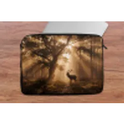 Hert - Bos - Mistig - Natuur - Goud laptophoes neopreen klein -tafel