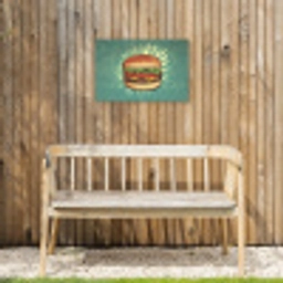 Hamburger - Illustratie - Sla - Kaas Tuinposter op houten frame 2 cm dik klein -sfeer4