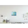 Bubbels - Badeend - Geel textielposter latten blank klein -kinderkamer