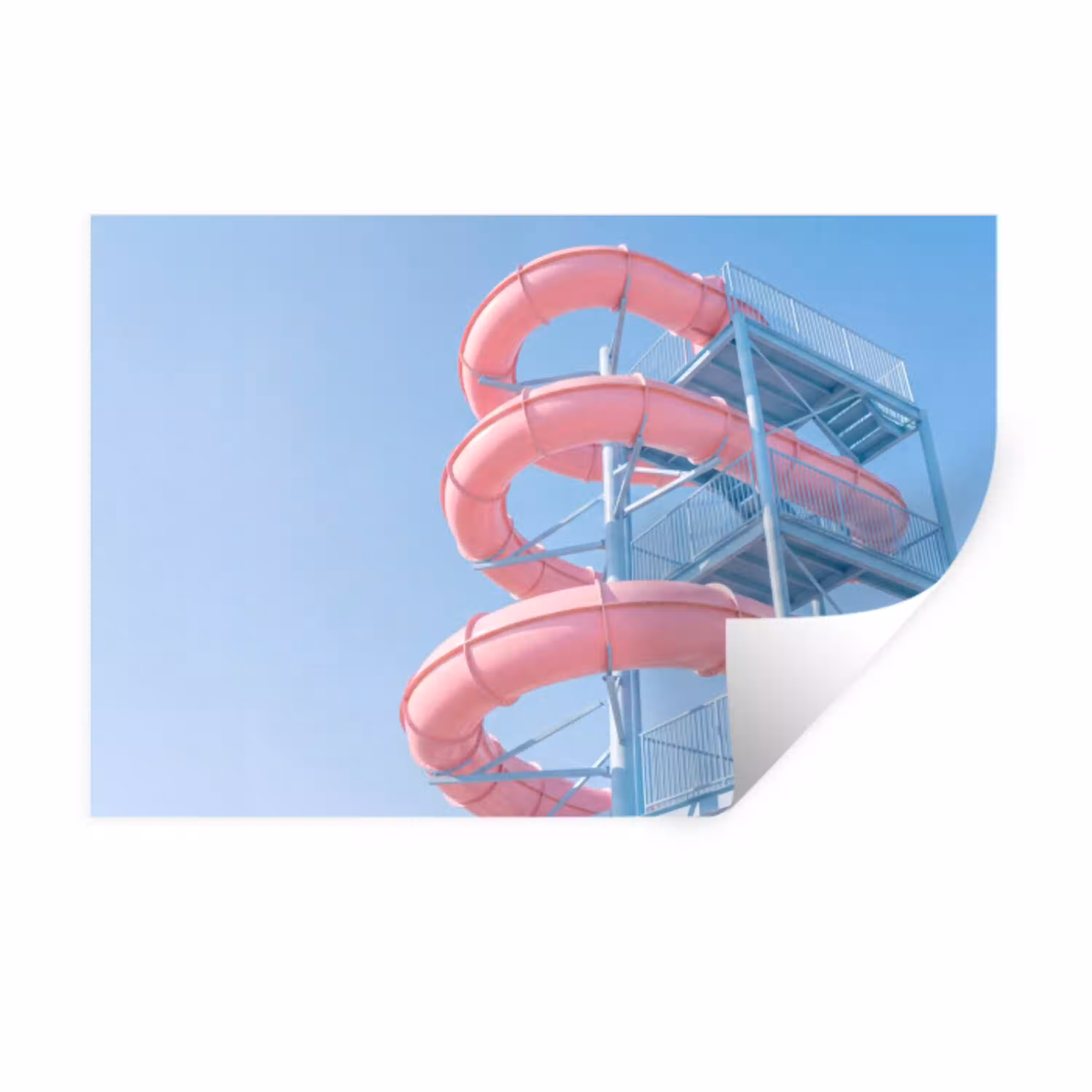 Glijbaan - Waterpark - Spiraal - Modern - Roze Muursticker klein -3d