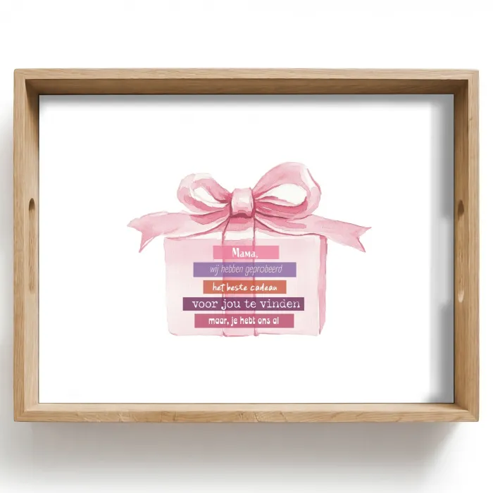 Cadeau - Strik - Tekst - Roze Dienblad Rechthoek middel -z3d_shopping