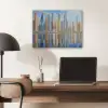 Skyline - Wolkenkrabbers - Water - Blauw PET vilt klein -sfeer5