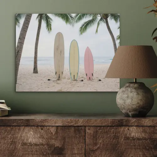 Surfboard - Palmbomen - Kleurrijk PET vilt klein -sfeer2