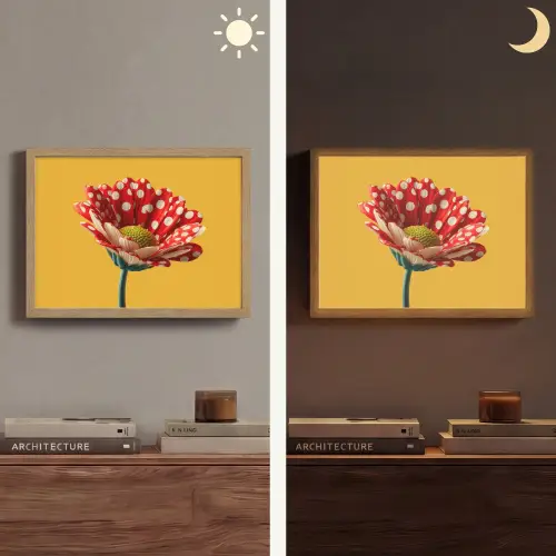 Bloem - Rood - Stippen Light Box met batterij (Wandlamp) middel -sfeer3