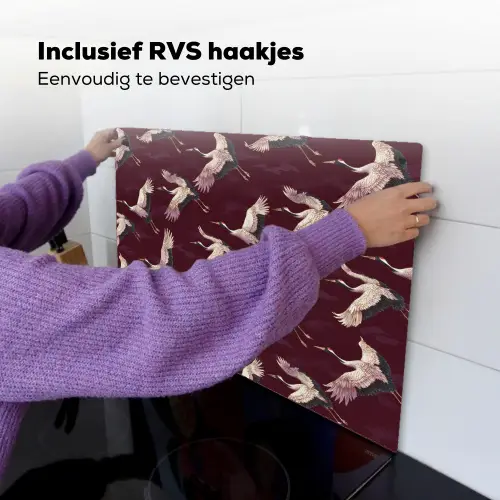 Kraanvogels - Klassiek - Bordeaux Inductie beschemer met haakjes klein 777 -ky-ophangen-nl