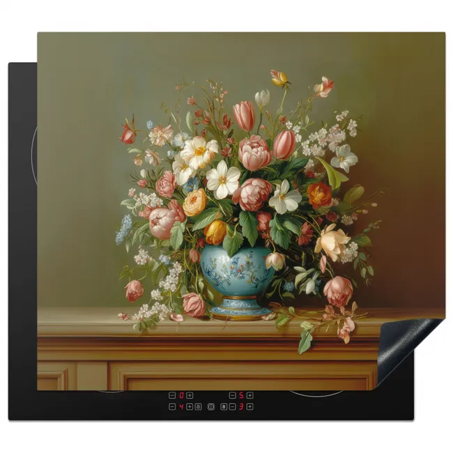 Vaas - Pastel - Kleuren - Bloemen Inductie beschermer vinyl 3mm middel -3d