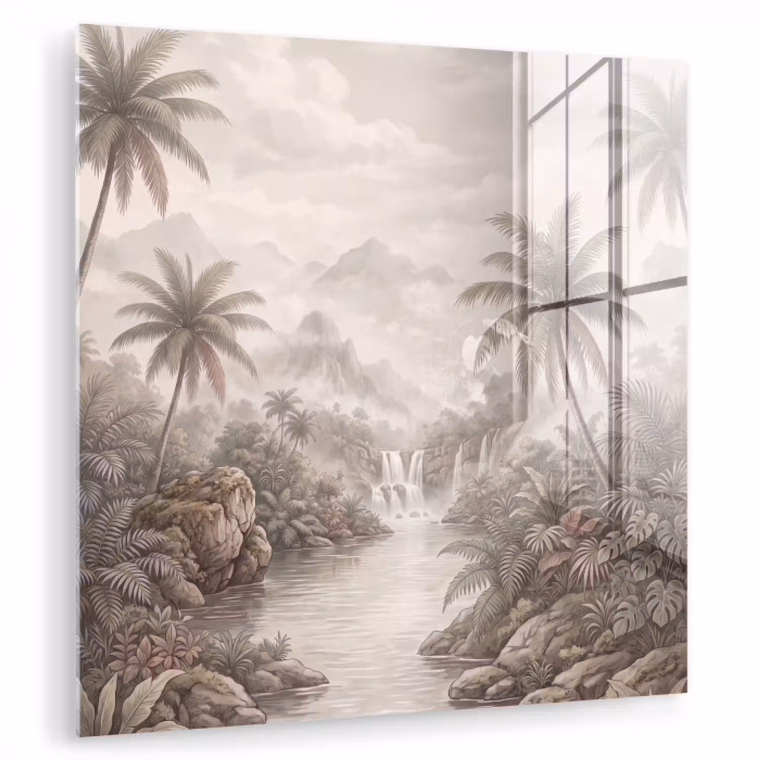 Jungle - Watervallen - Tropisch - Illustratie plexiglas 5mm klein -zzzproduct_nieuw