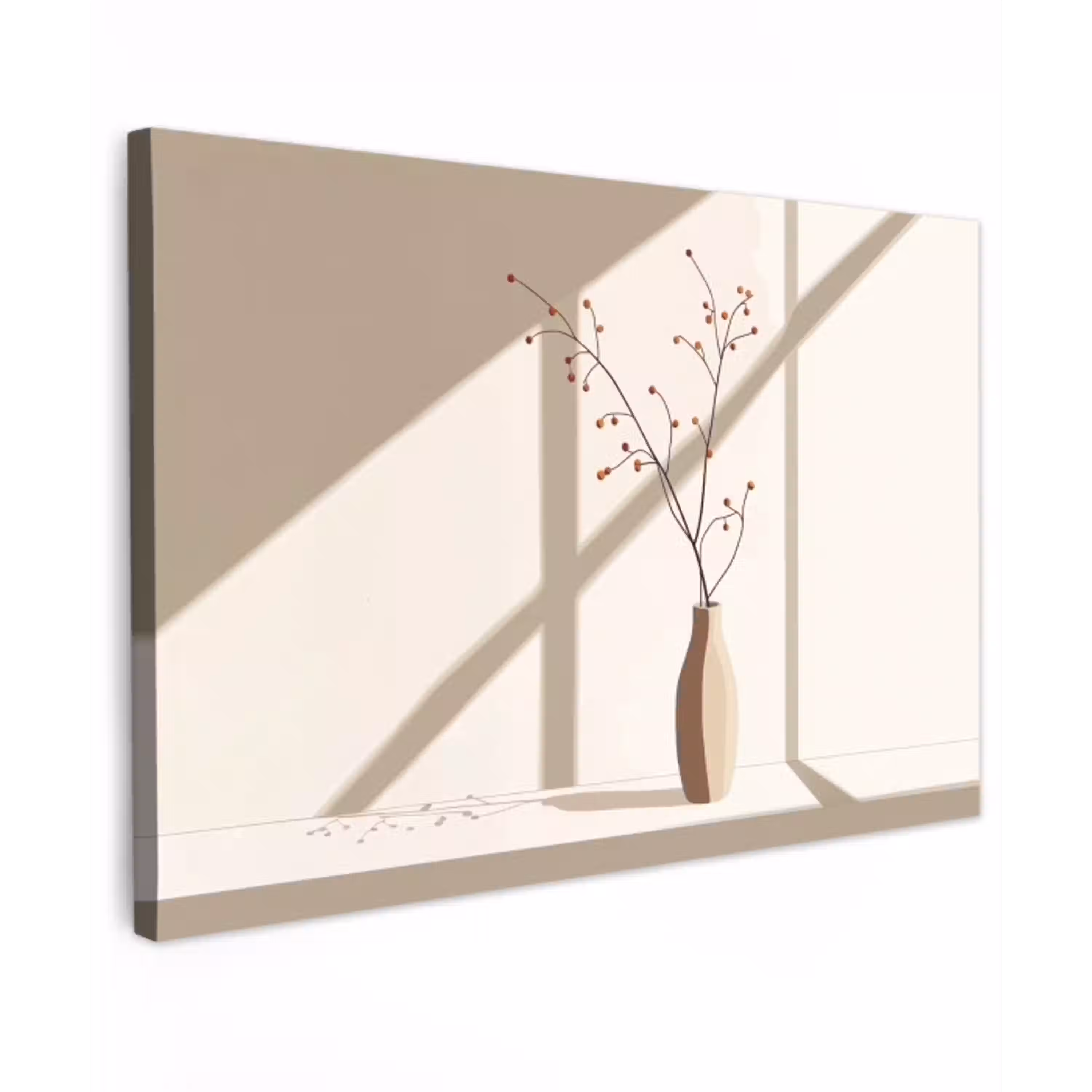 Vaas - Takken - Bessen - Minimalistisch canvas 2cm klein -z3d