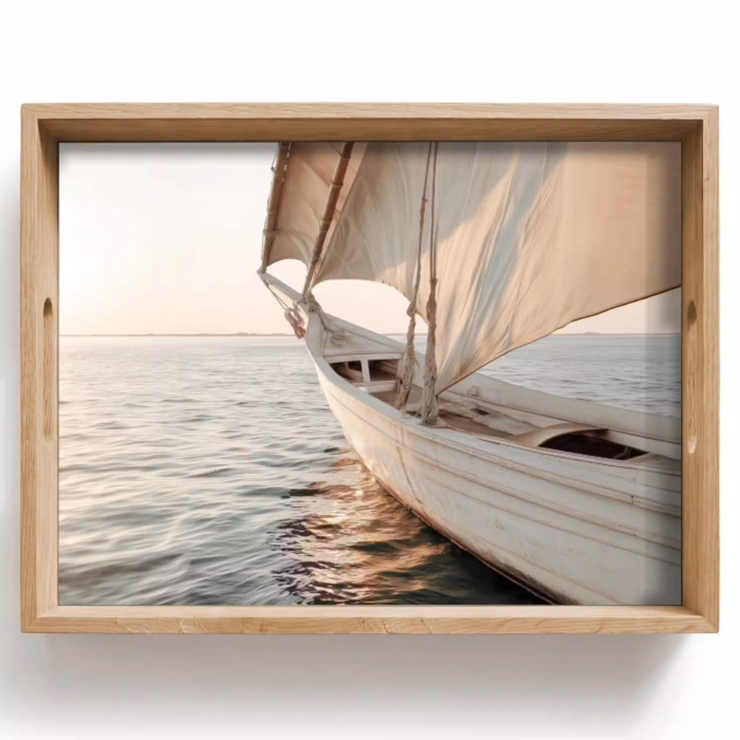 Zeilboot - Zee - Beige - Zon Dienblad Rechthoek middel -z3d_shopping