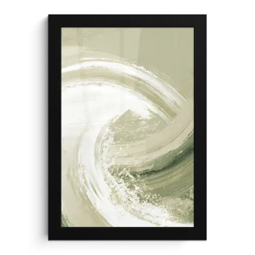 Abstract - Penseelstreken - Golven - Groen fotolijst zwart zonder passe partout klein -3d