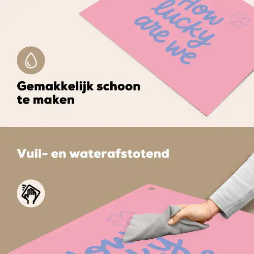 How lucky are we - Klavervier - Roze - Blauw Inductie beschemer met haakjes klein -ky-schoon-nl
